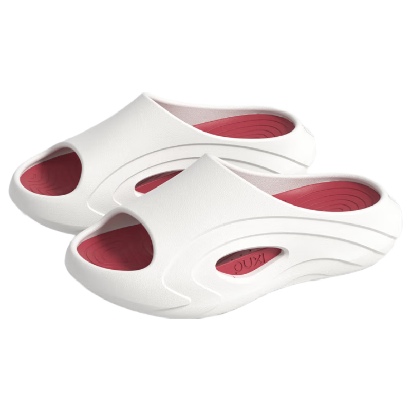 Puxi Men's Summer Outdoor Cushioned Sports Slide Sandals White Red Size 42-43