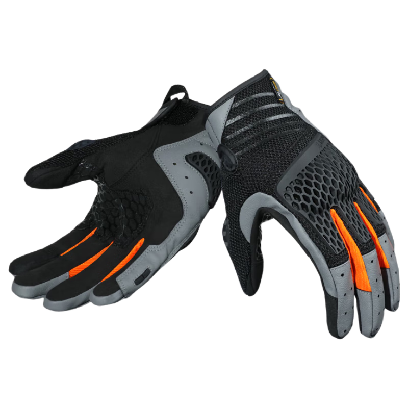 NERVE Nerve Honeycomb Motorcycle Riding Gloves Unisex Summer Protective Ventilated Touchscreen Black/Grey/Orange 2XL