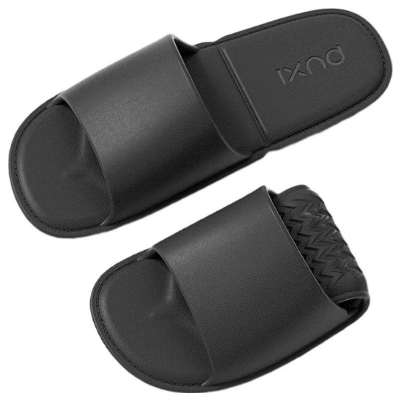 Puxi EVA Summer Foldable Women's Slippers Couple Travel Simple Black Size 43 (42-44)