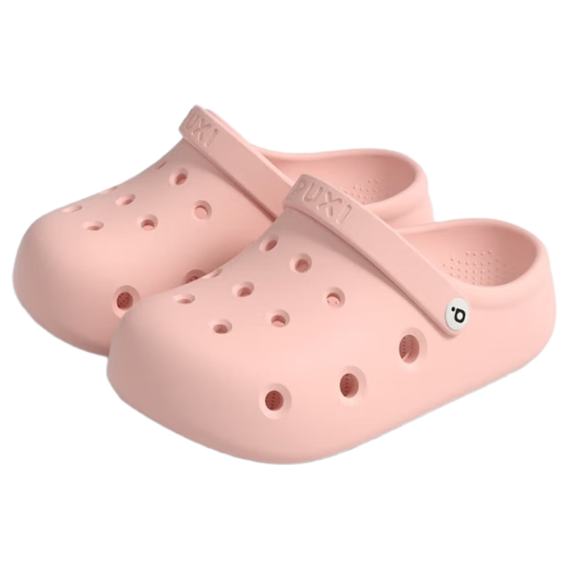 Poxi Children's Perforated Shoes for Girls And Boys, Summer Non-Slip Home Use, Peach Sand Pink, Size 27-28 (190mm)