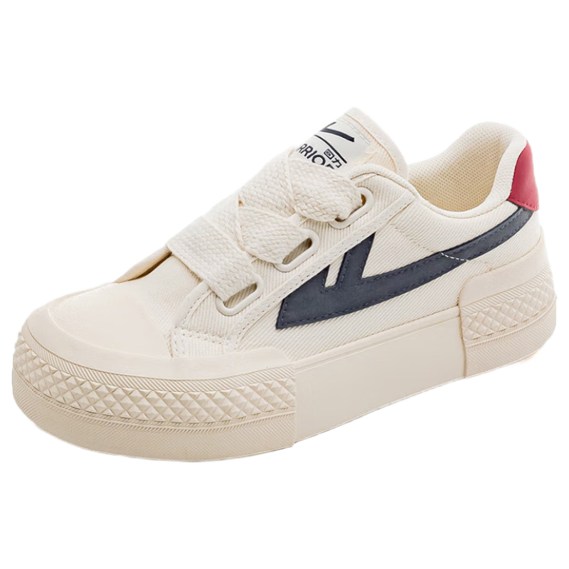 Huili Official Women's Sneakers, Women's Canvas Shoes for Summer 2026, Thick-Soled Simple Comfortable Shoes for Women, Beige Deep Blue Red, Size 39