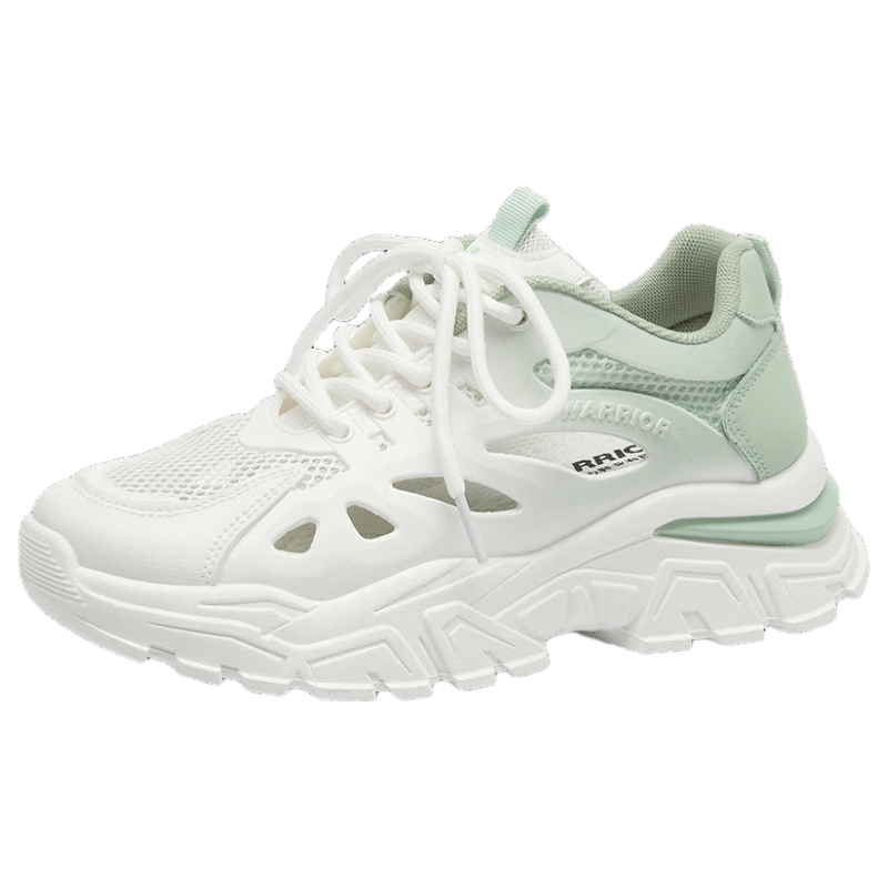 Warrior Official Women's Shoes 2026 Summer Breathable Mesh Lightweight Sneakers Hollow Out Sandals White Light Green Size 38