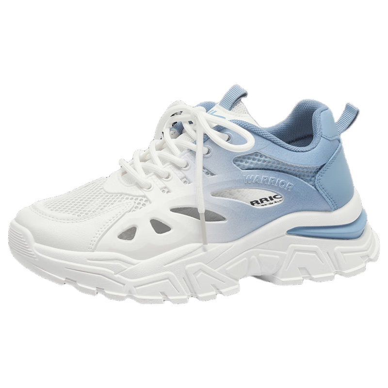 Warrior Official Women's Shoes 2026 Summer Breathable Mesh Lightweight Sneakers Hollow-out Sandals White Blue Size 35