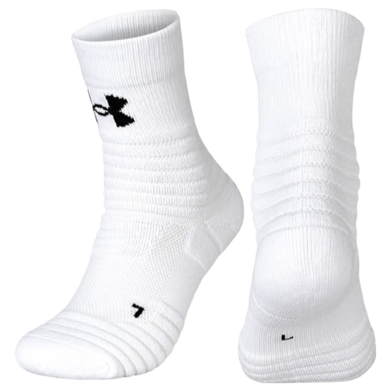 Under Armour Socks [3 Pairs] Sports Running Marathon Basketball Badminton Professional Unisex Ankle Socks White XL Size