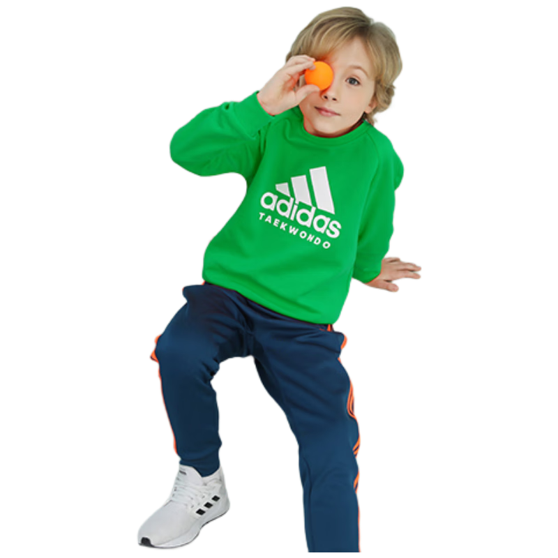 Adidas Children's Wear, Autumn And Winter Inner Layer Sweatshirt Pullover, Long-Sleeve Top, Green/white, Size 152