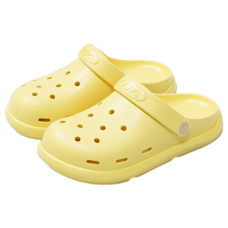 Puxi Women's Summer Silent Non-Slip Outdoor Height-Increasing Soft Sole Clogs Lemon Yellow Size 35-36