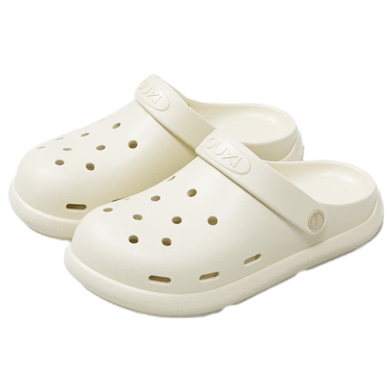 Poxi Women's Summer Perforated Shoes, Quiet Non-Slip Outdoor Wearable Height-Increasing Soft-Soled Sandals for Men, Pearl White, Size 35-36