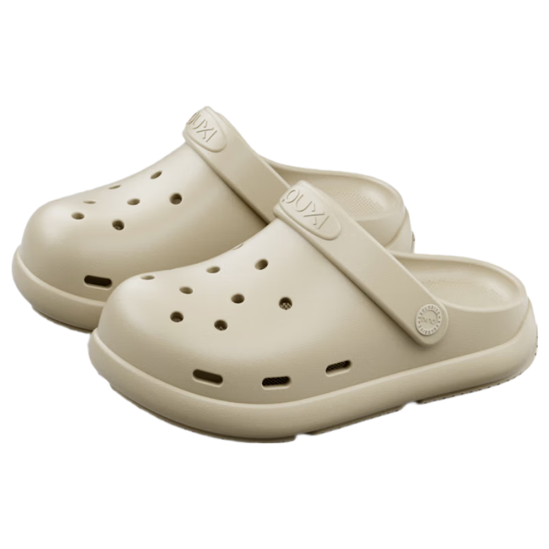 Poxi Children's Outdoor Breathable Beach Shoes for Boys And Girls, Sports Sandals with Perforated Design, Light Sand Color, Size 32-33 [210mm]