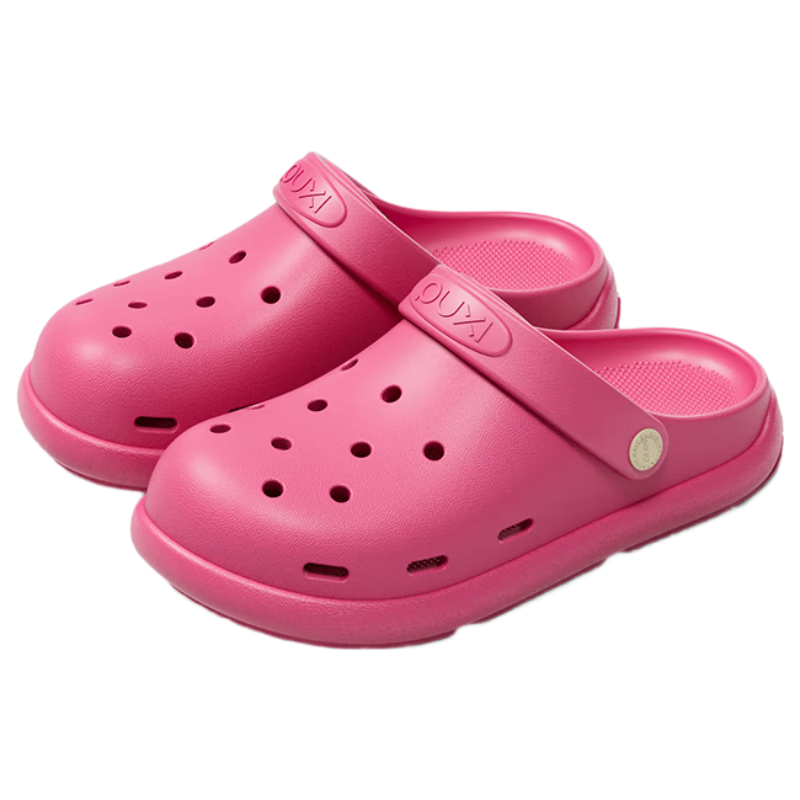 Puxi Women's Summer Silent Non-Slip Outdoor Height-Increasing Soft Sole Clogs Raspberry Color Size 39-40