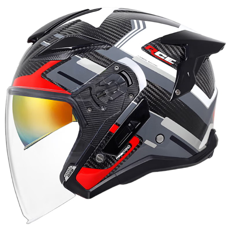 GSB Motorcycle Carbon Fiber Helmet Dual Visor Unisex Four Seasons Helmet S-278 Stylish Red L