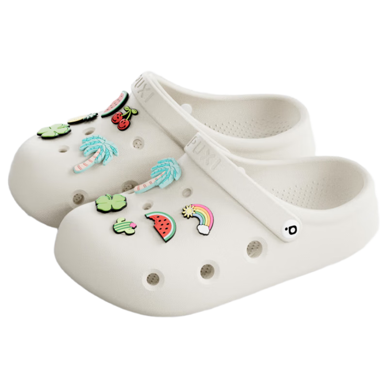 Puxi Cute Fruit Beach Women's DIY Clog Platform Thick Sole Cream White Size 39-40