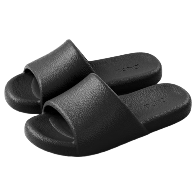 Poxi Summer EVA Leather Texture Women's Indoor Slippers, Home Bathroom Shower Soft Sole, Reef Black, Size 42-43