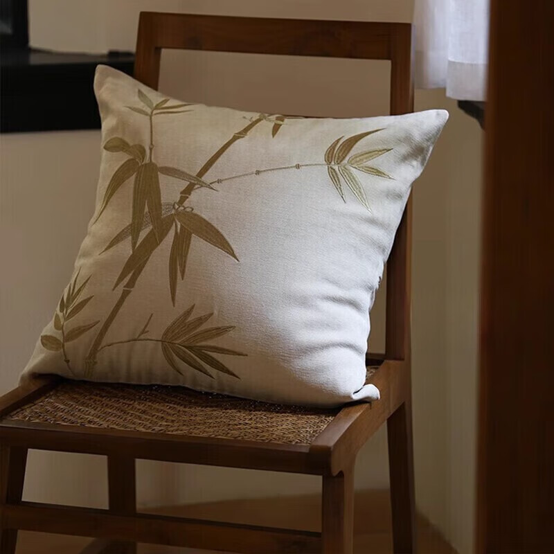 Rinoart Jinnu New Chinese Style Heavy Embroidery Sofa Cushion, New Chinese Style Lumbar Pillow, Throw Pillow, Jinnu, 45cm X 45cm