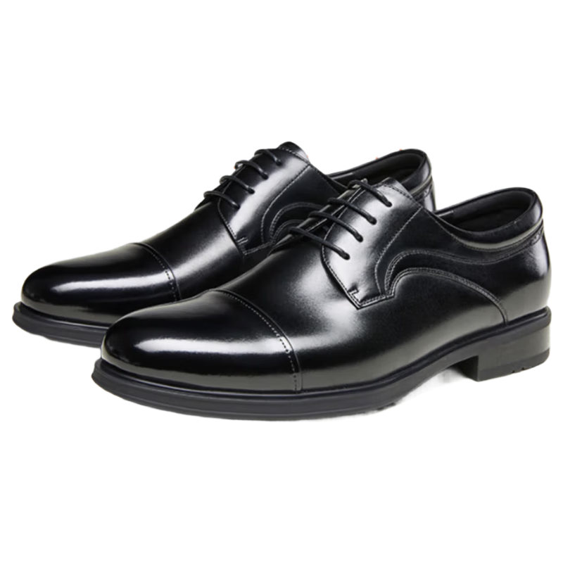 Banxi Business Leather Shoes, Formal Shoes, Three-Piece Toe, Black Single Layer, Size 40 (250mm)
