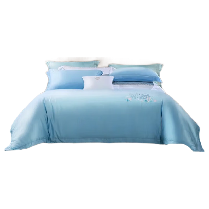FUANNA Bedding Set, Four Pieces, 60-Count Long-Staple Cotton, Pure Cotton Bedsheet And Duvet Cover, King Size 230*229cm, Blue