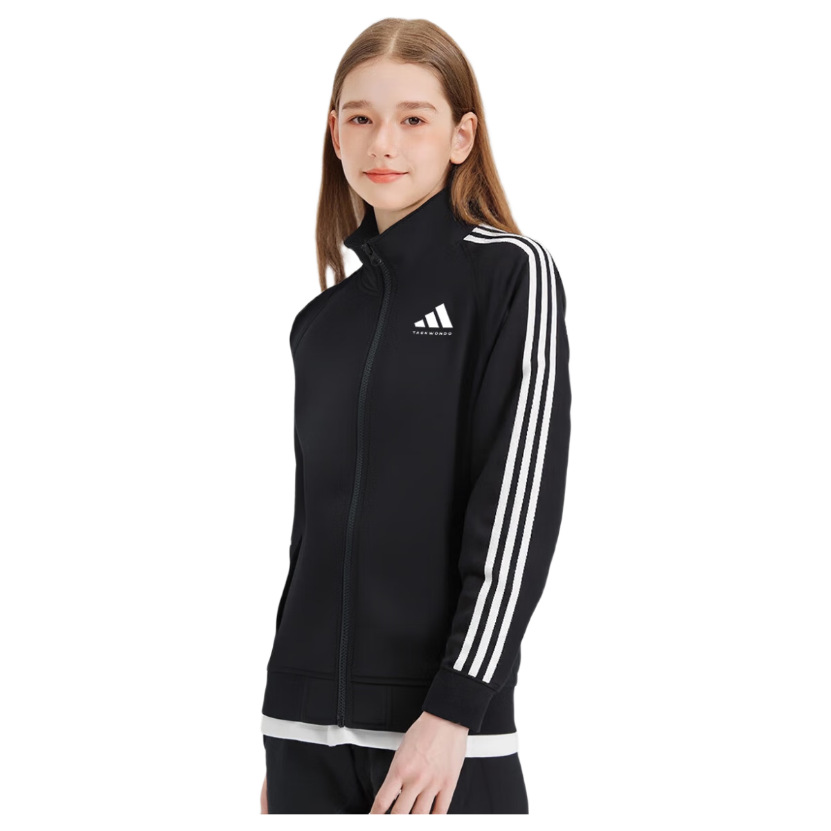 Adidas Children's Lightweight Sportswear Set, Classic Three-Striped Casual Jacket And Pants, Black/white (New Style), Size 110