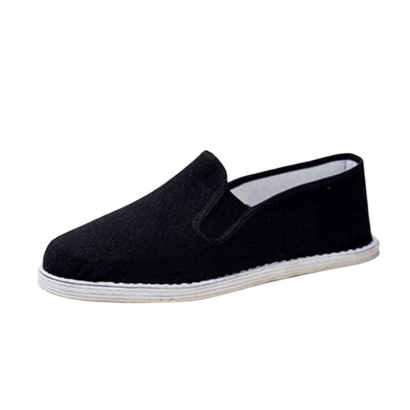 IQGD Traditional Cloth Shoes for Men, Old Beijing Style Casual Low-Top Thousand-Layer Sole Slip-On Elderly Shoes 012 Black Size 39