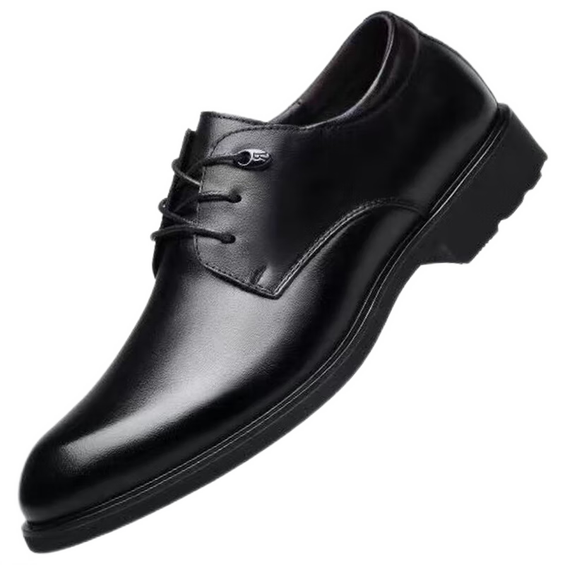 IQGD Men's Slip-On Leather Shoes British Business Casual Dress Lace-Up 5222 Black Size 44