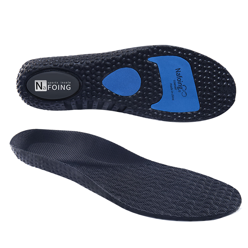 IQGD 2 Pairs Sports Insoles for Men, Shock-Absorbing Soft Elastic Odor-Resistant Breathable Sweat-Absorbing Military Training Insoles, 2 Pairs Dynamic Black, Size 37-38