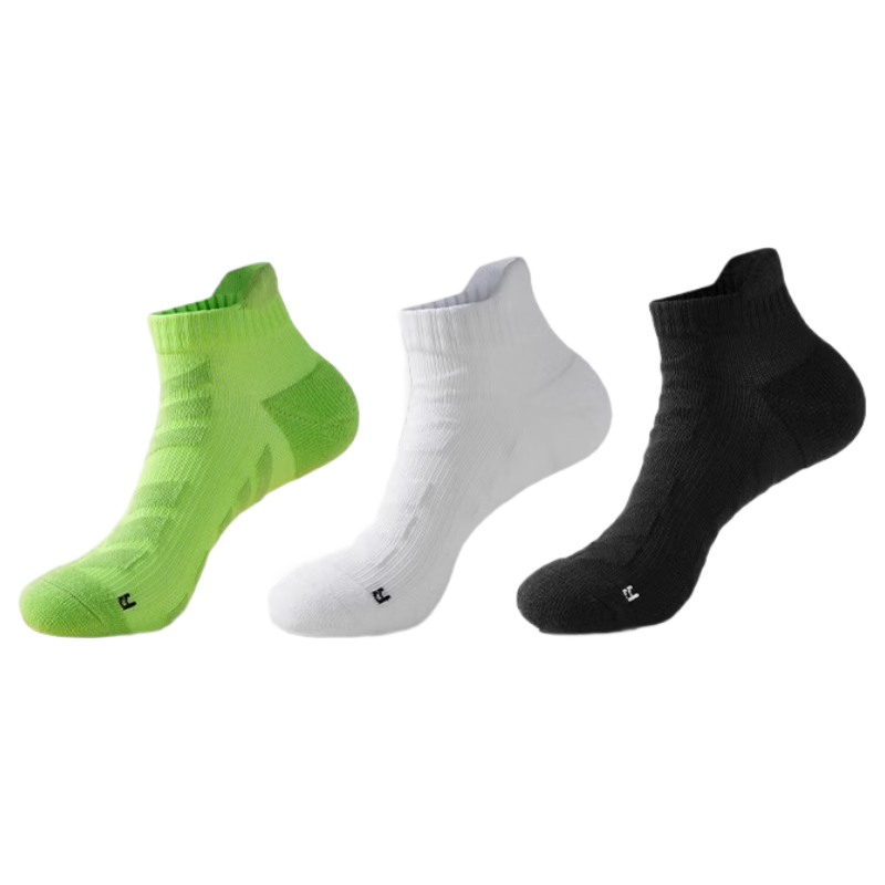 361° Men's Sports Breathable Sweat-Absorbing Shock-Absorbing Non-Slip Running Marathon Socks Black - 3 Pairs One Size