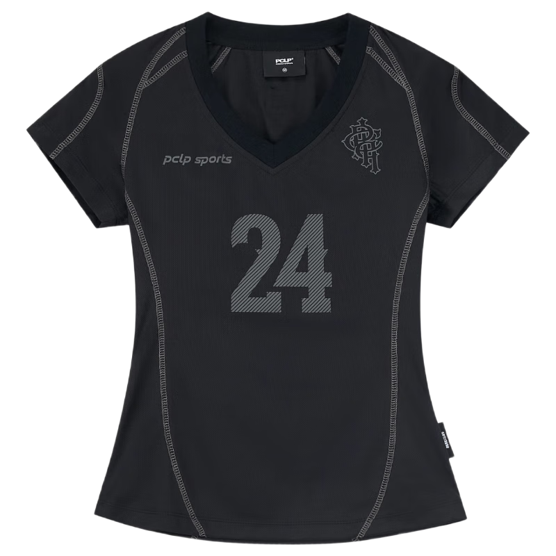 PCLP V-Neck Digital Football Short Sleeve Summer Slim Fit American Sports T-Shirt Women Black S