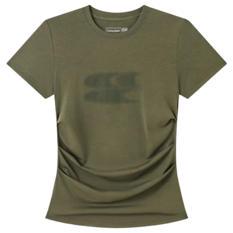 Crying Center 2025 New Color Cooling Tencel Modal Gradient Logo Pleated Waist Shirt Military Green L
