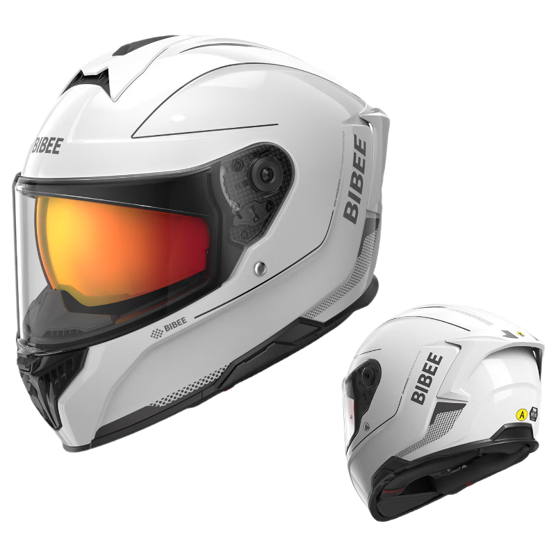 TWOBEE 3C Certified Motorcycle Riding Full-Face Helmet Flash White [Quick-Release Tail Wing] L