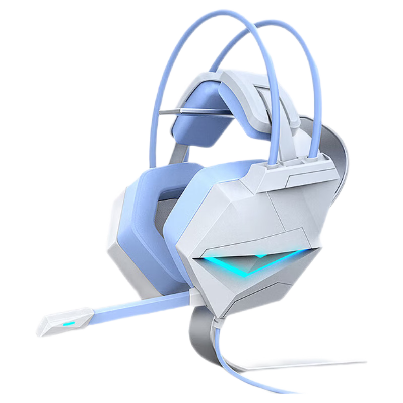Taidu THS306 Phantom Dragon Eye Gaming Headset Wired USB 7.1 Surround Sound Wing-style Headband PUBG Delta Operation White Blue