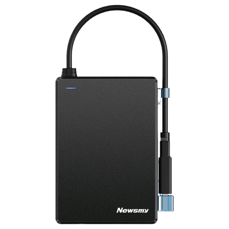 Newsmy 1TB Portable Mechanical Hard Drive Dual Disk Backup Qingfeng MAX Metal Edition USB 3.0 Integrated Cable 2.5 Inch Dawn Black Stable Durable Data Backup