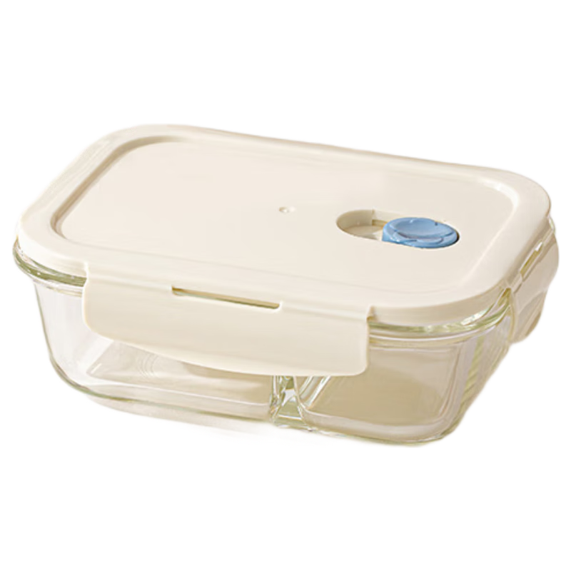 Carote Glass Lunch Box Microwave Safe High Borosilicate Glass Bento Box with Lid 2 Compartments 640ml for Office Workers