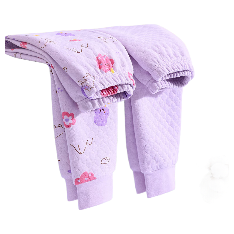DEESHA Three-Layer Quilted School Uniform Essential 2-Pack Girls' Thermal Underwear Pants Thickened Autumn Trousers for Older Children