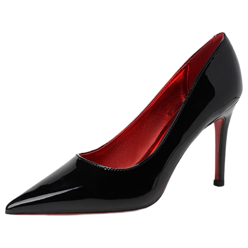 LangSha 6.5CM High Heel Sexy Pure Desire Red Sole Pointed Toe Stiletto Dress Shoes for Women 2025 New Single Shoes