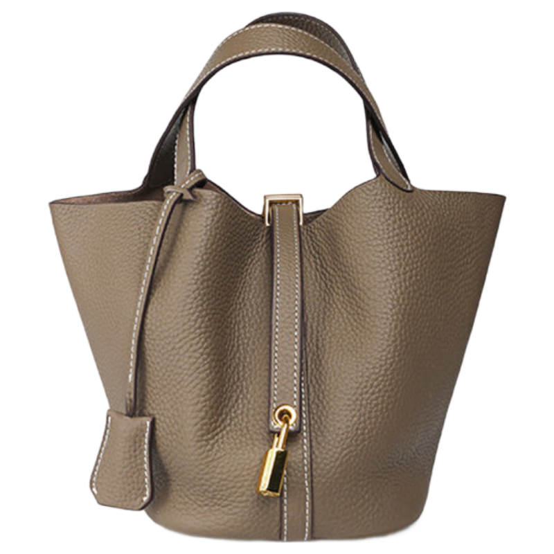 Old Man Head First Layer Cowhide Women's Bag Large Capacity Basket Shoulder Crossbody Handbag Light Luxury Birthday Gift
