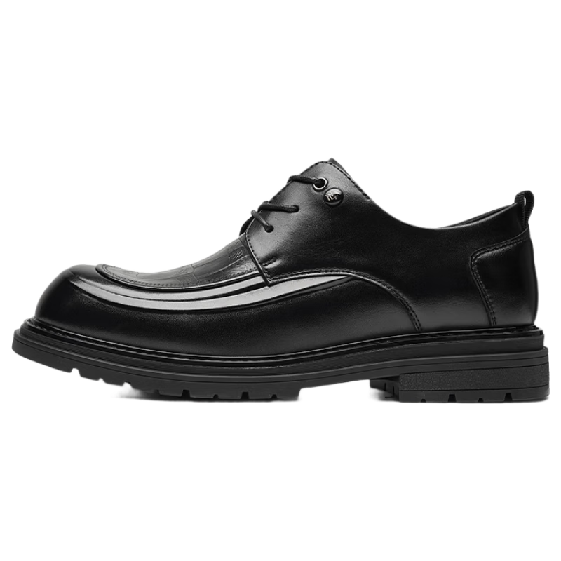 HLA Men's Leather Shoes Spring Summer Height Increasing Business Casual Black 38