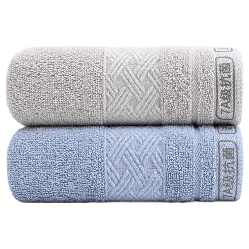 Grace 7A Antibacterial Pure Cotton Towel Face Towel 100% Cotton Skin-friendly Absorbent Xinjiang Cotton Adult Home Sports Blue + Light Camel