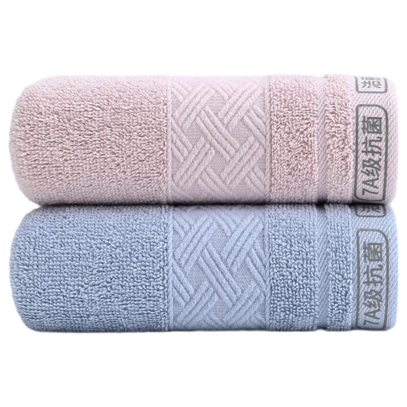 Grace 7A Antibacterial Pure Cotton Face Towel Soft Skin-Friendly Absorbent Xinjiang Cotton Adult Home Sports Blue+Pink