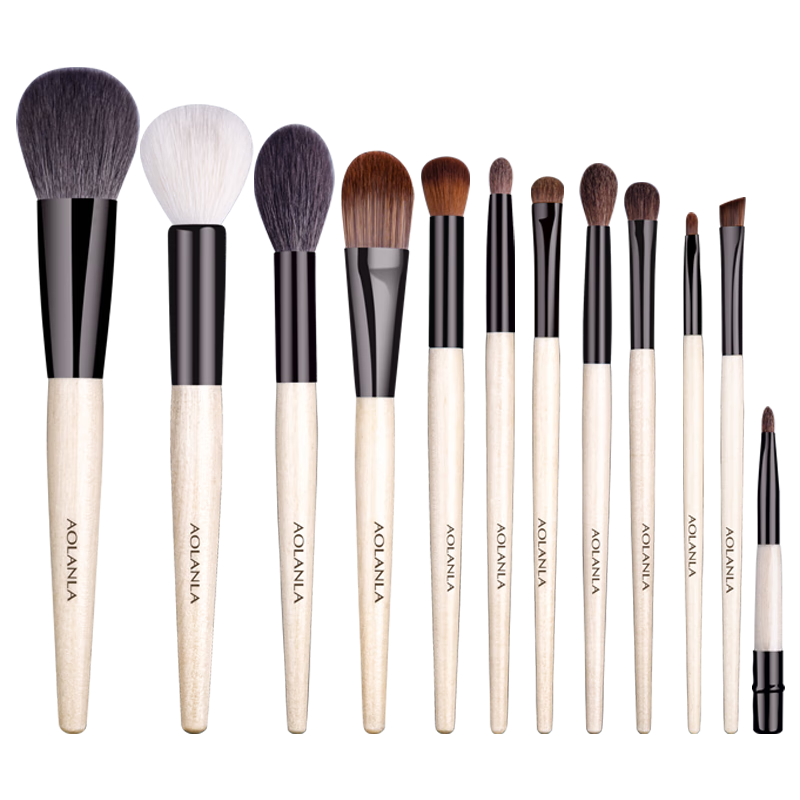 AOLANLA Jade And Orchid Makeup Brush Set, 12-Piece Complete Set Including Foundation, Loose Powder, Eyebrow, Lip, And Eye Makeup Brushes, Gift for Girlfriend
