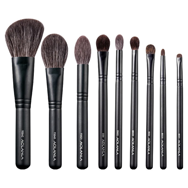 AOLANLA Premium Brush Set with 9 Brushes, Wool Powder Blush Eyeshadow Brushes with Brush Case, Gift for Girlfriend