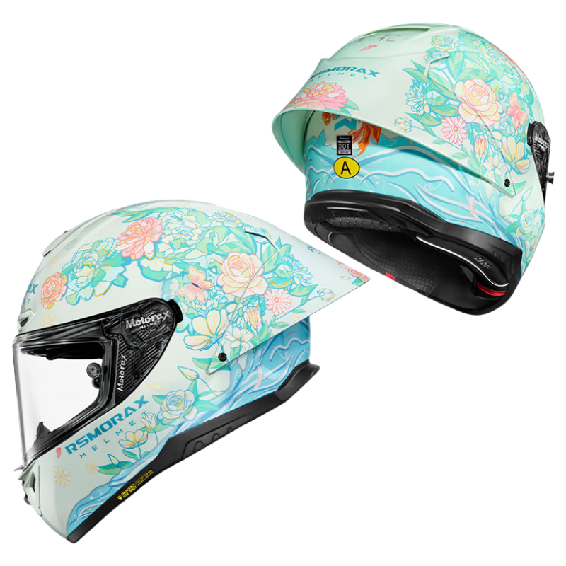 MOTORAX R50S PRO Motorcycle Helmet Unisex Floral Design Large Rear Wing Full Face Four Seasons XL