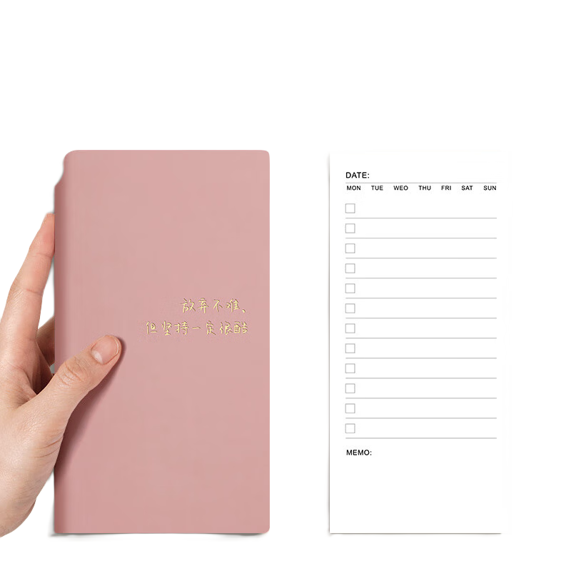 Ujia Daily Planner, Study Schedule, Time Management Planner, A6 Portable, Work Efficiency Handbook, Calendar, Journal, To-Do List, Planner, Leather And Pink