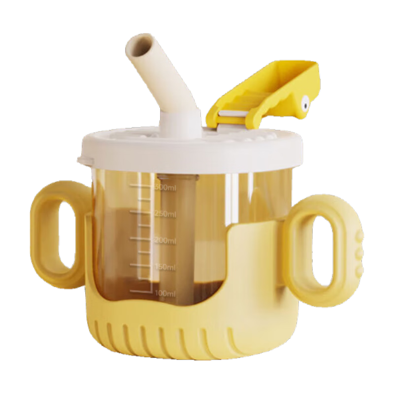 COOKSS Children's Milk Cup, Baby Water Bottle with Straw, Training Cup, Drinking Cup, Direct Drinking Cup with Scale Markings