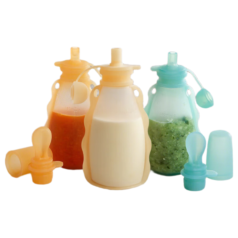 COOKSS Baby Food Pouch Silicone Feeding Tool Multifunctional Infant Rice Cereal Soup Drinking Bottle
