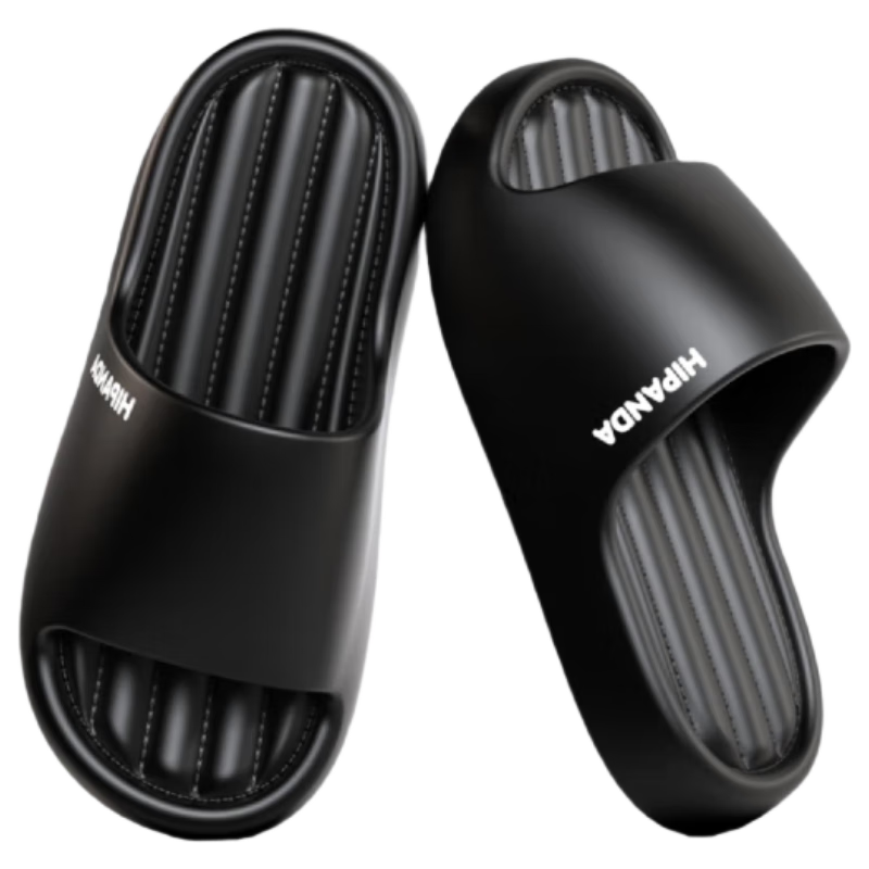 HIPANDA Men's Slippers Thick Sole Soft Cushioned Non-Slip Durable Shower Sandals Black Size 44-45