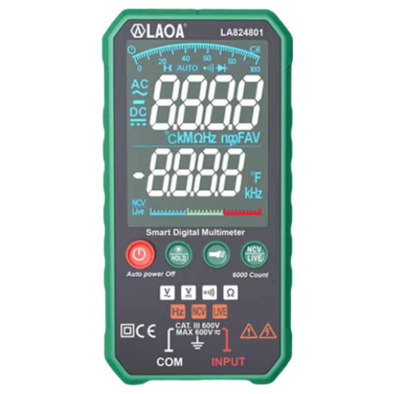 LAOA LA824801 Ultra-Thin Smart Anti-Burn Multimeter NCV Smart Induction 6000 Count Digital Multimeter