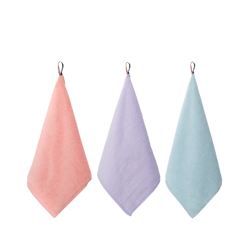 GGT Cotton Candy Square Towel, Face And Hand Wiping Towel, Intimate Care Towel, Children's Drool Towel, Pack of Three, Pink Purple Blue