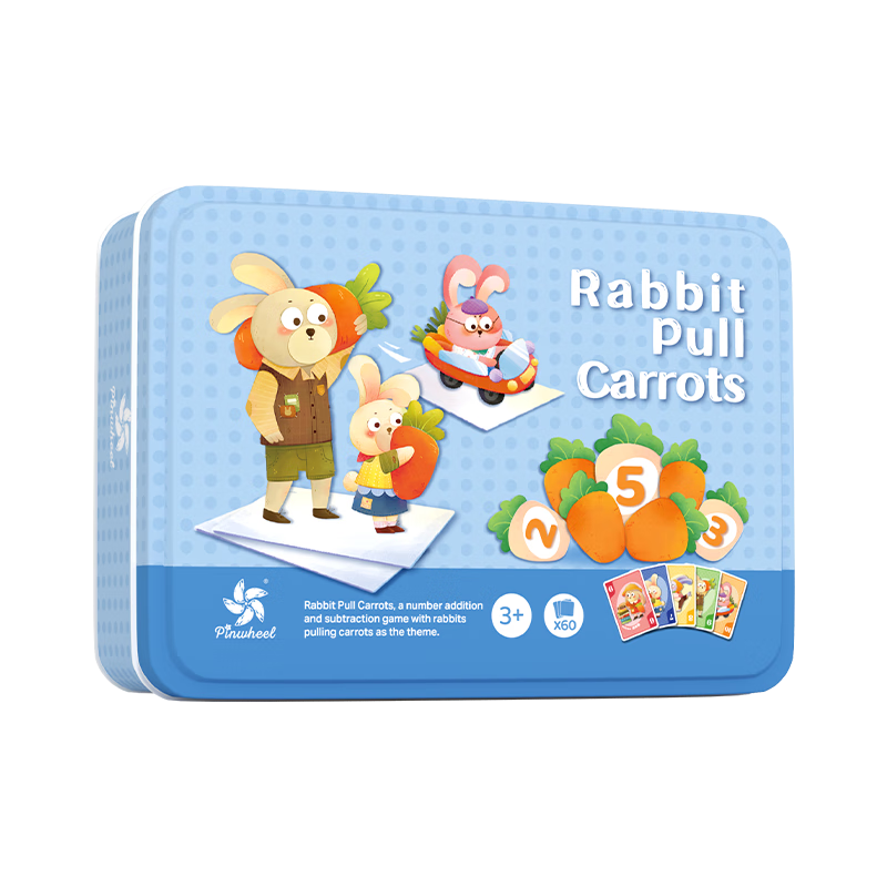 Pinwheel Portable Board Game, Children's Toy for Travel, Parent-Child Interactive Game, Educational Logic Thinking for Ages 3-6, Rabbit Pulling Carrots