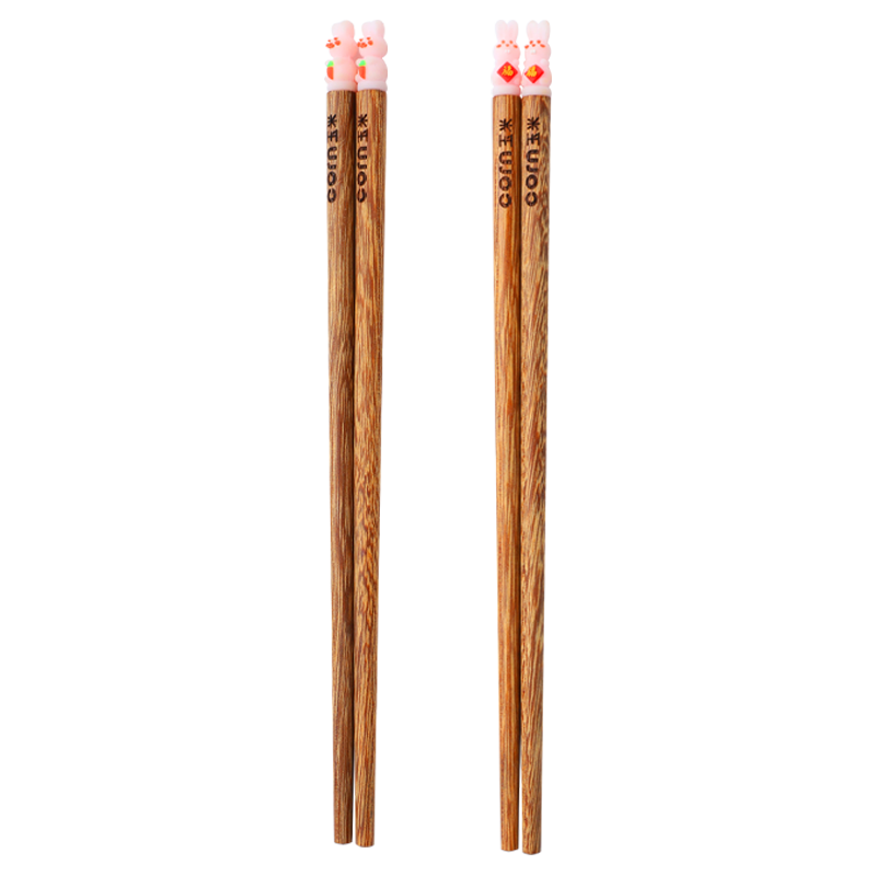CORN Children's Chopsticks for Ages 6-12, Wooden Kindergarten Short Chopsticks for Kids, Non-Slip Two-Stage Cute Design for Home Use, 6 Pieces