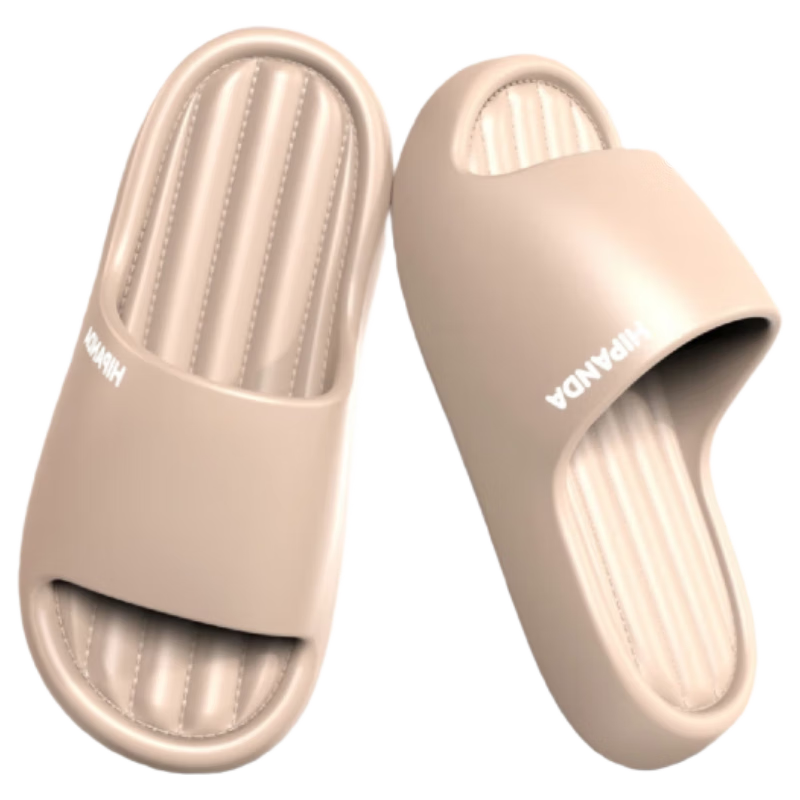HIPANDA Men's Cushioned Slippers Non-Slip 3.0cm Thick Sole Height Increasing Casual Outdoor Sandals Khaki Size 40-41