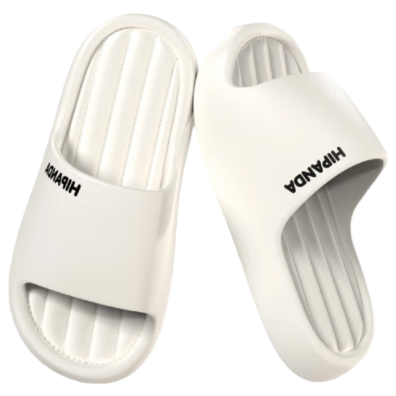 HIPANDA Men's Home Slippers Thick Sole Shock Absorption Non-Slip Soft Lightweight Casual Outdoor Sandals Women Off-White 38-39