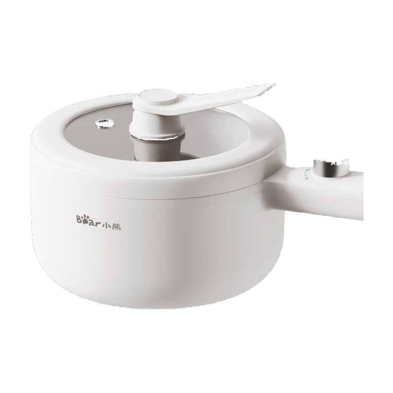 Bear Electric Cooking Pot, Small Electric Pot with Long Handle for 1-2 People, Multifunctional Pot for Baby Food, Non-Stick Enamel Pot for Student Dormitory Instant Noodles Q16H1 1.6L with Steamer Basket